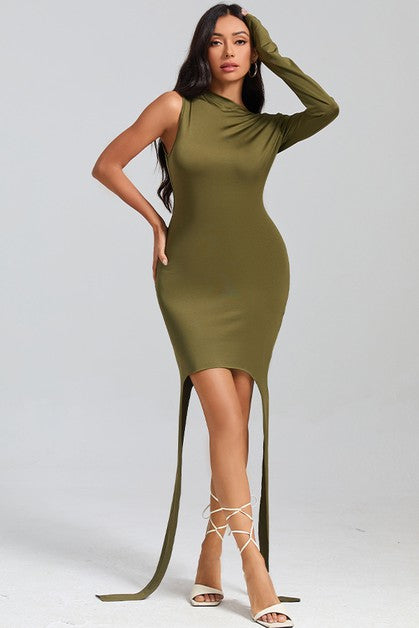 One Shoulder Round Neck Dress