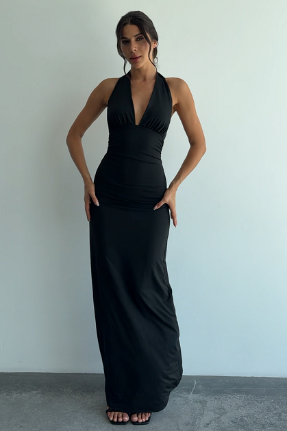V-neck Halter Strappy Backless Dress