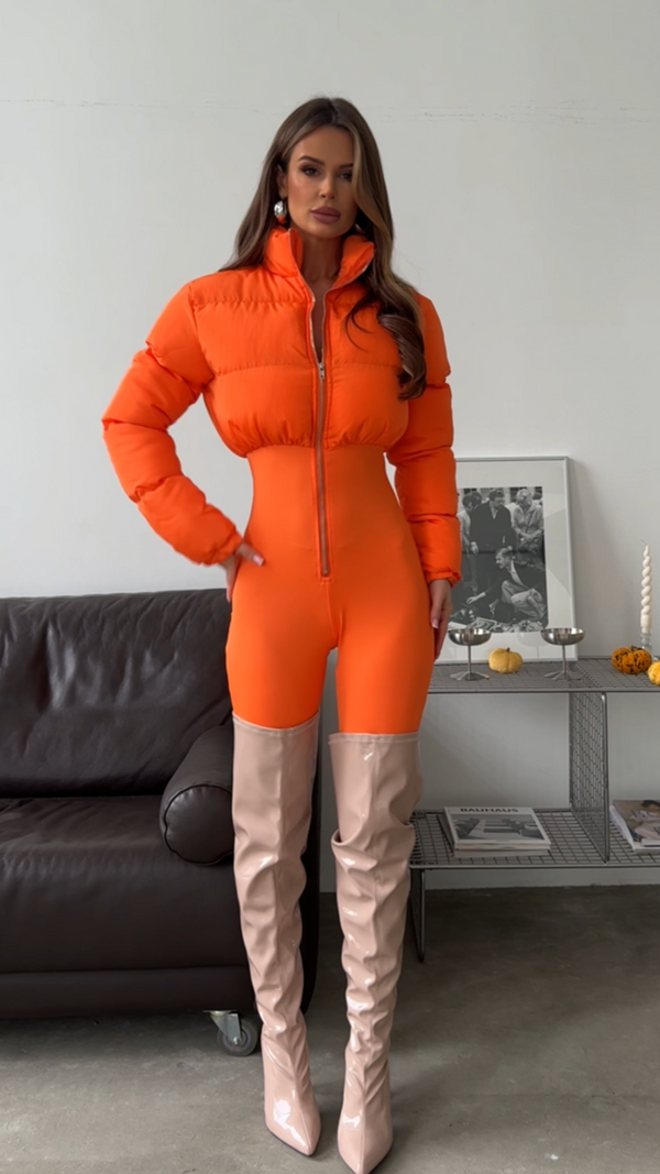 Solid Color Zipper Cotton Dress Jumpsuit