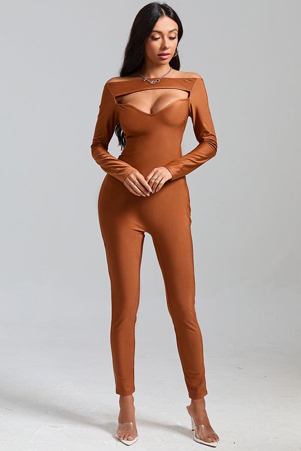 Long Sleeve Chest Cutout Jumpsuit