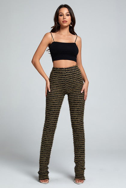 Knitted striped slim Pants