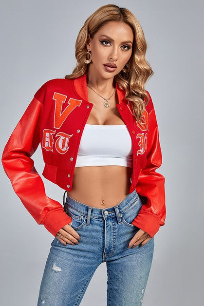 Embroidered Buttons Crop Jacket