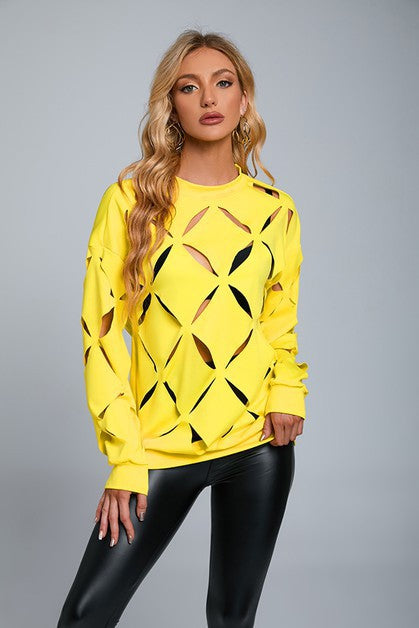 Burnout Long Sleeve Loose Tops